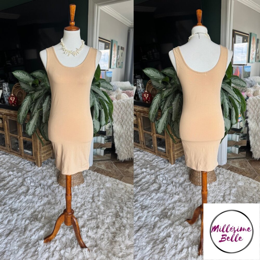 Fifth Parallel Threads Fitted Tan Dress